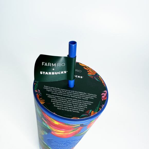 NWT Farm Rio x Starbucks Banana Mix Blue Multi Limited Edition Venti Tumbler Cup - Picture 4 of 9